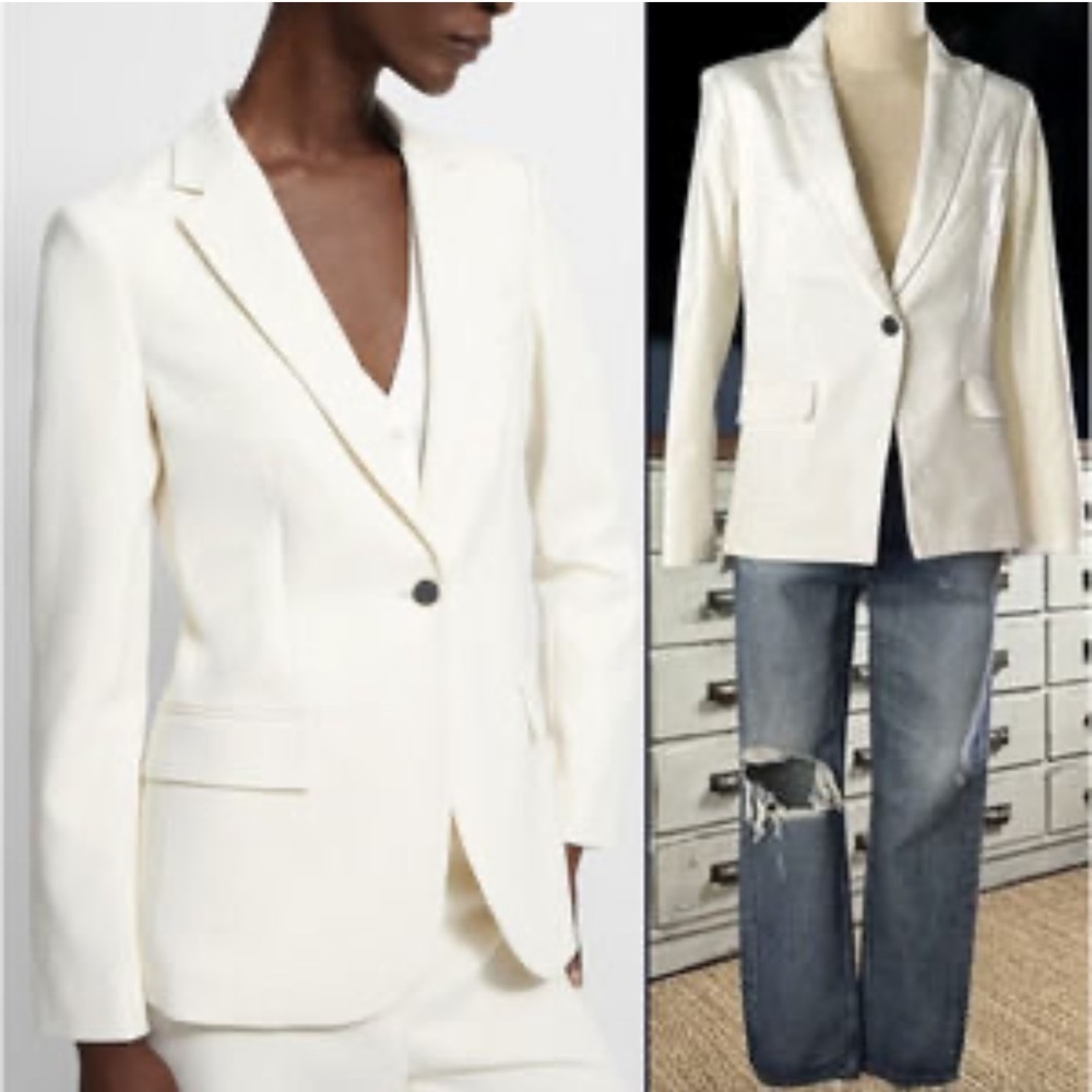 Veronica Beard Womens Ivory Suit Coat Blazer Classic Style Preppy Jacket Size 10